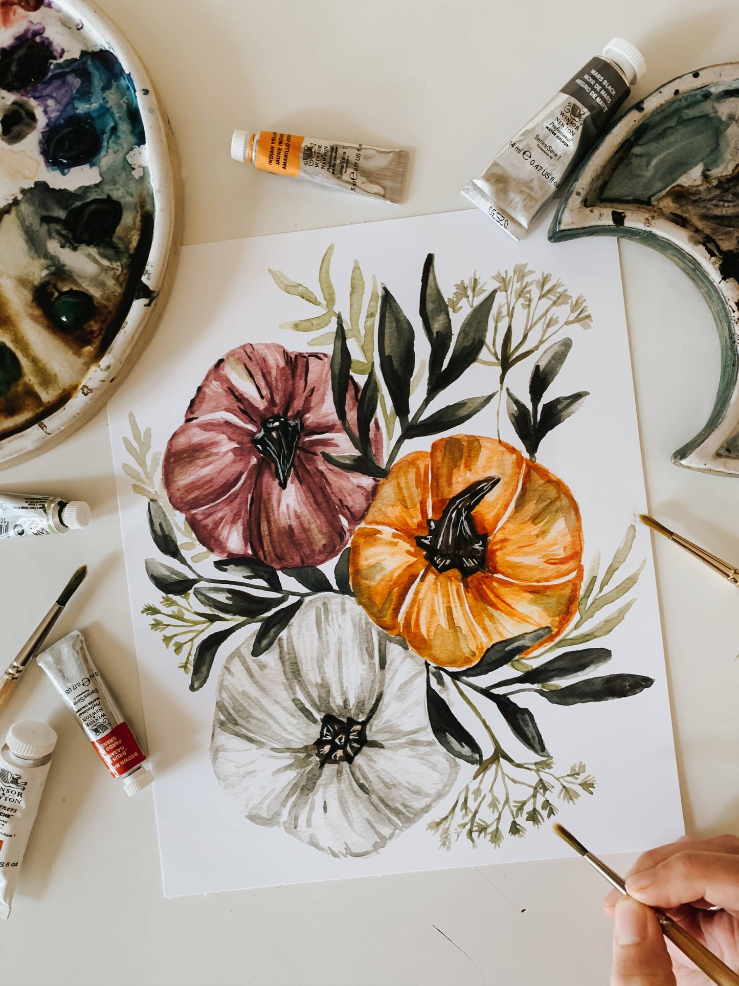 Colorful Pumpkin Watercolor Print: 8x10inch
