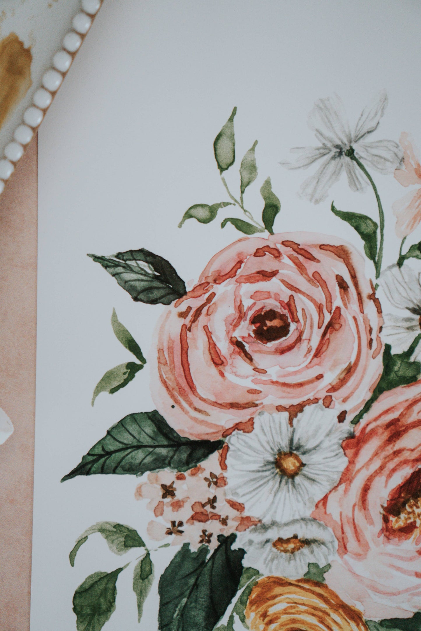 Peony Spring Bouquet Watercolor Art Print: 11x14inch