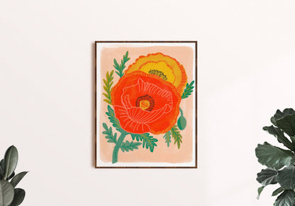 Poppy Garden - Botanical Art Print: 13 x 19