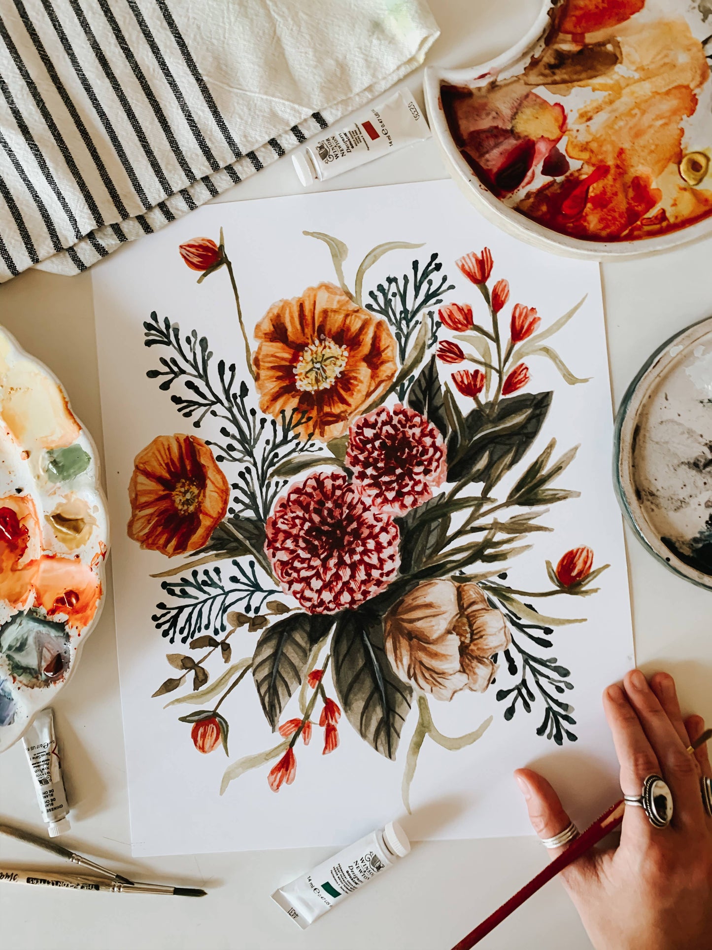 Fall Wildflower Watercolor Bouquet: 8x10inch