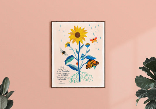 Sunflowers Quote -  Art Print: 11 x 14 inches