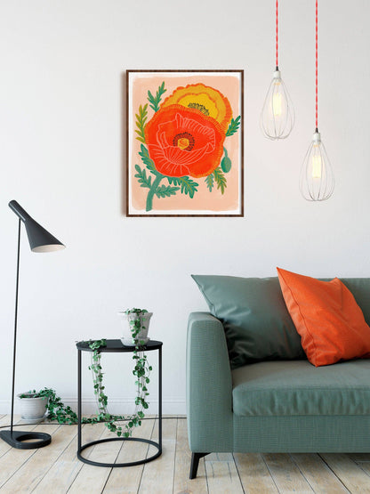 Poppy Garden - Botanical Art Print: 13 x 19