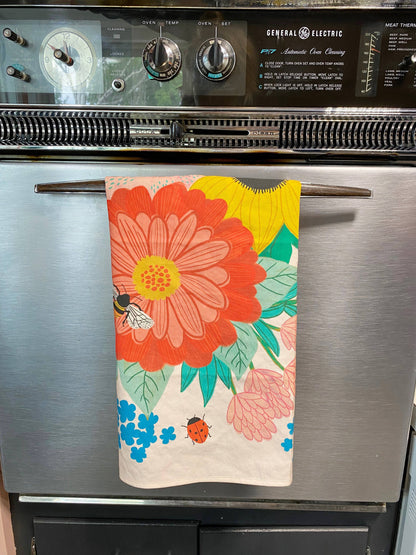 Bee Garden Linen Cotton Handmade Tea Towel