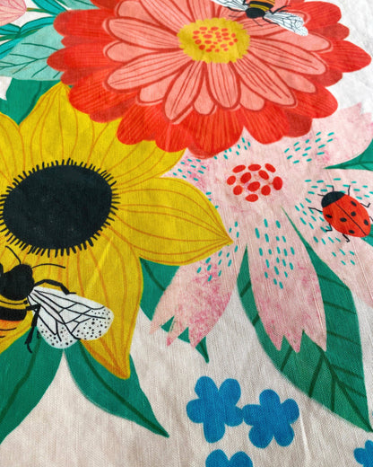 Bee Garden Linen Cotton Handmade Tea Towel
