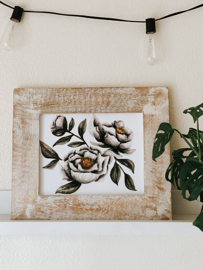 Moody Peonies Watercolor Print: 8x10inch