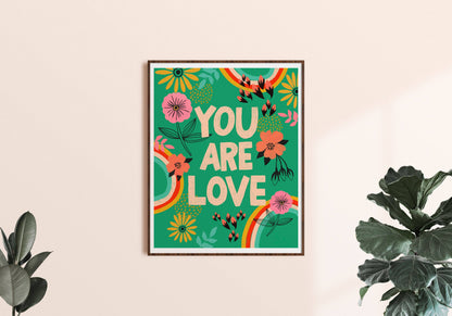 You Are Love - Art Print: Red/Pink/Cream / 12 x 18