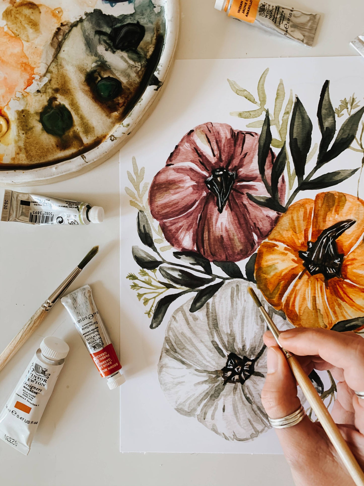 Colorful Pumpkin Watercolor Print: 8x10inch