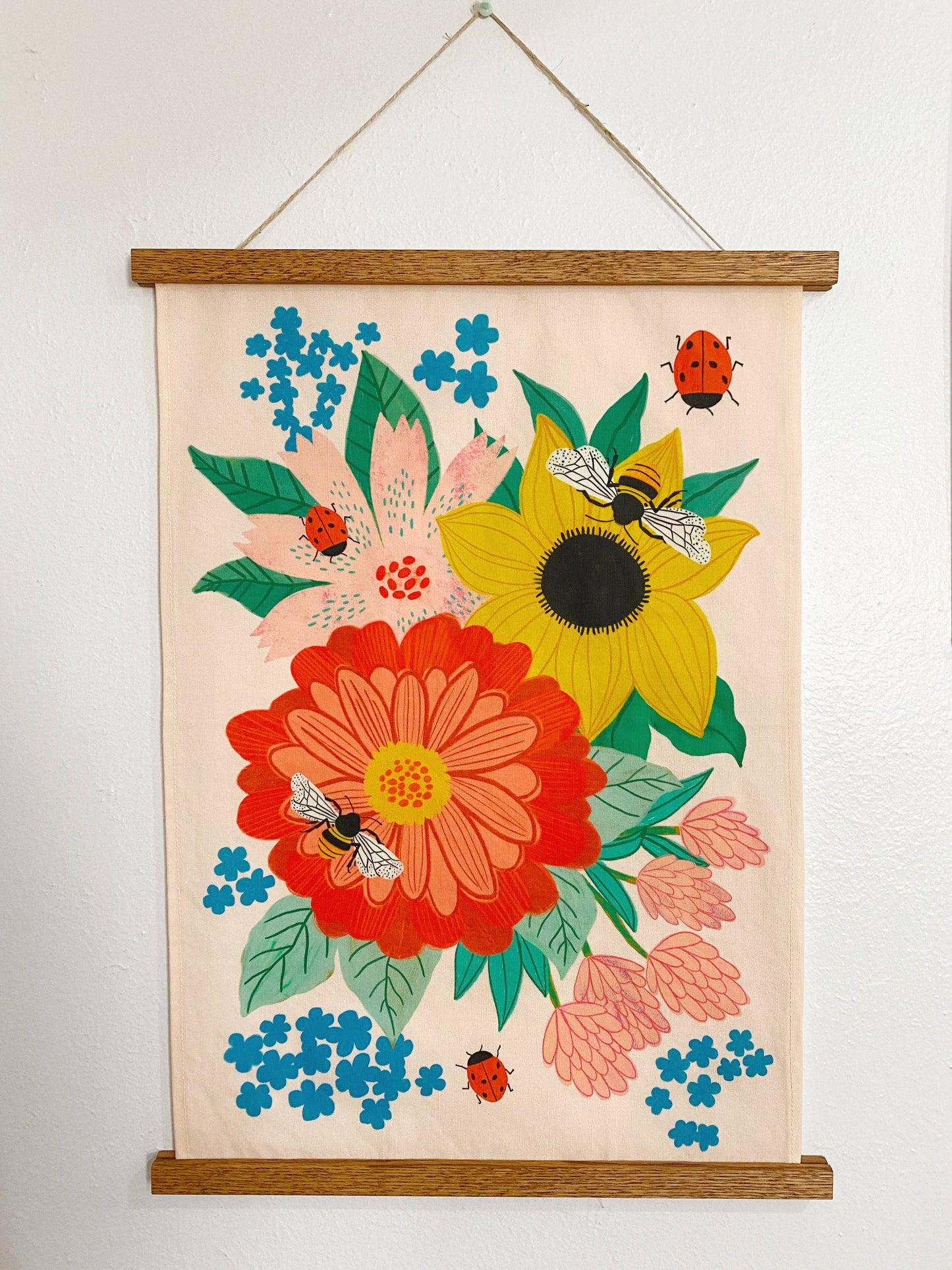 Bee Garden Linen Cotton Handmade Tea Towel