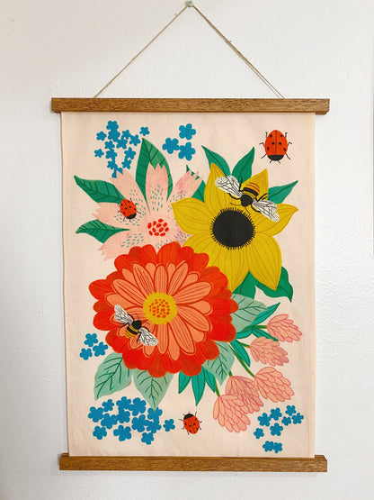 Bee Garden Linen Cotton Handmade Tea Towel