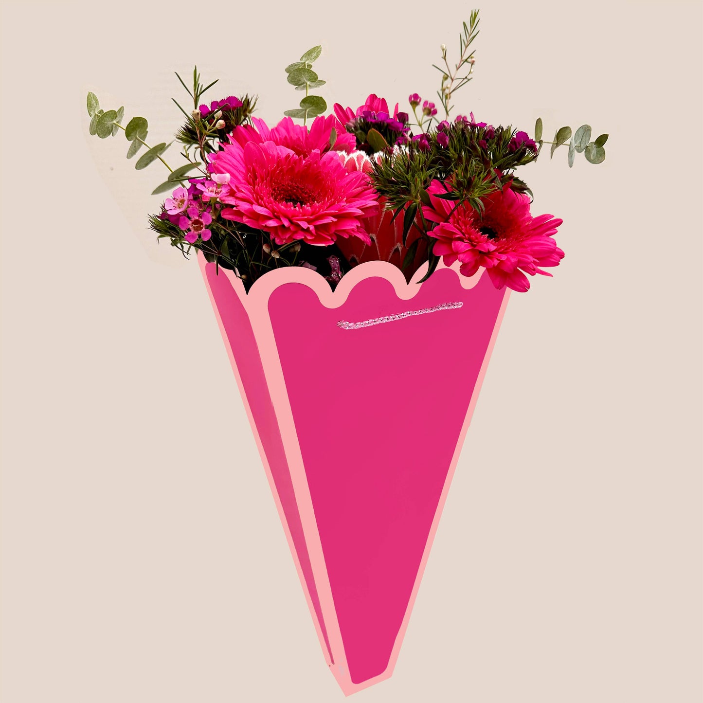 Razzleberry Scallop Bouquet Gift Bag