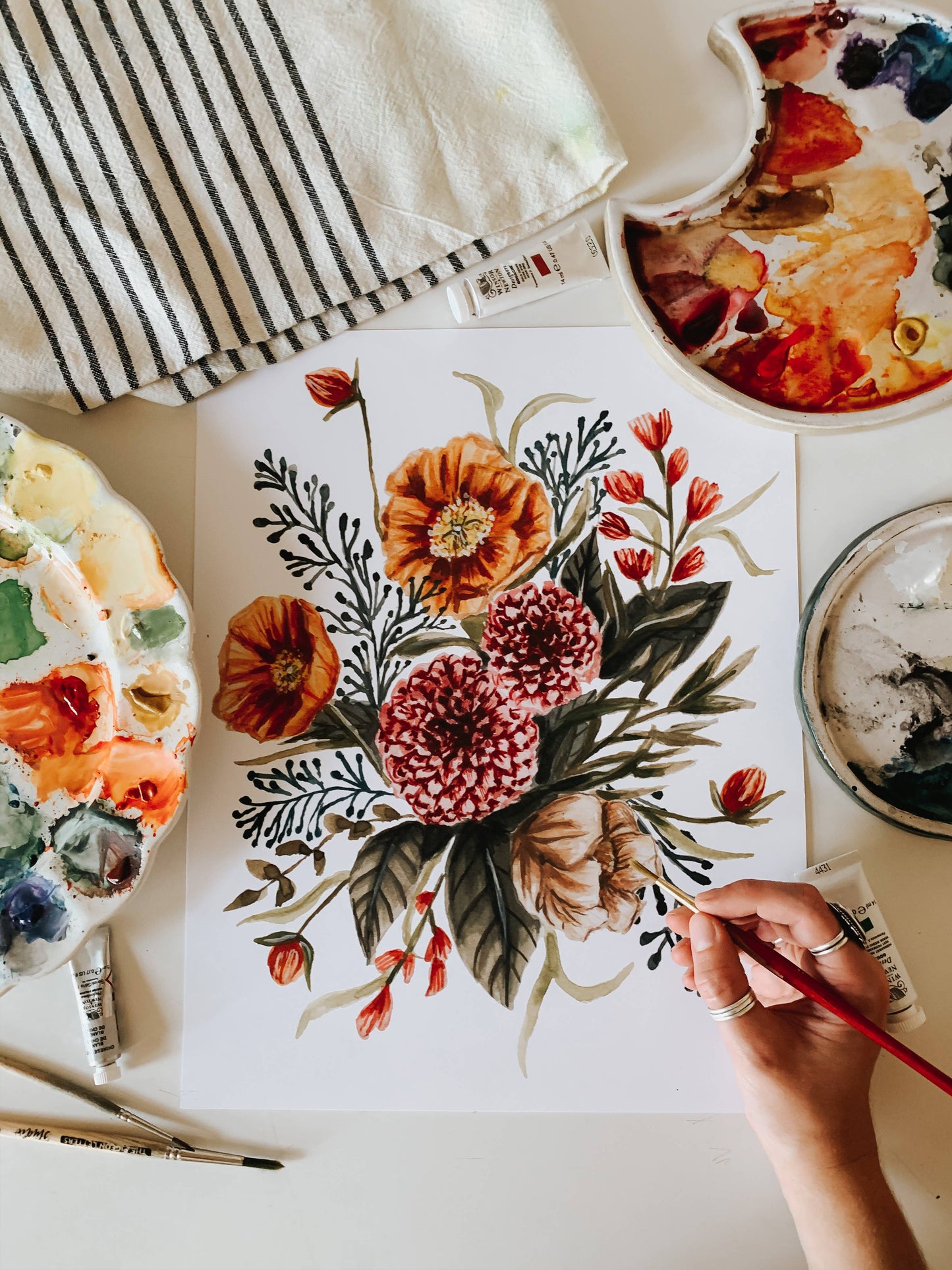 Fall Wildflower Watercolor Bouquet: 8x10inch