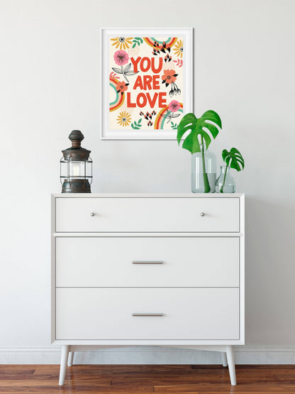 You Are Love - Art Print: Red/Pink/Cream / 12 x 18