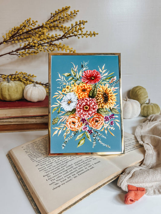 Loose Fall Florals Watercolor Bouquet Art Print: 8x10inch