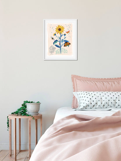 Sunflowers Quote -  Art Print: 11 x 14 inches
