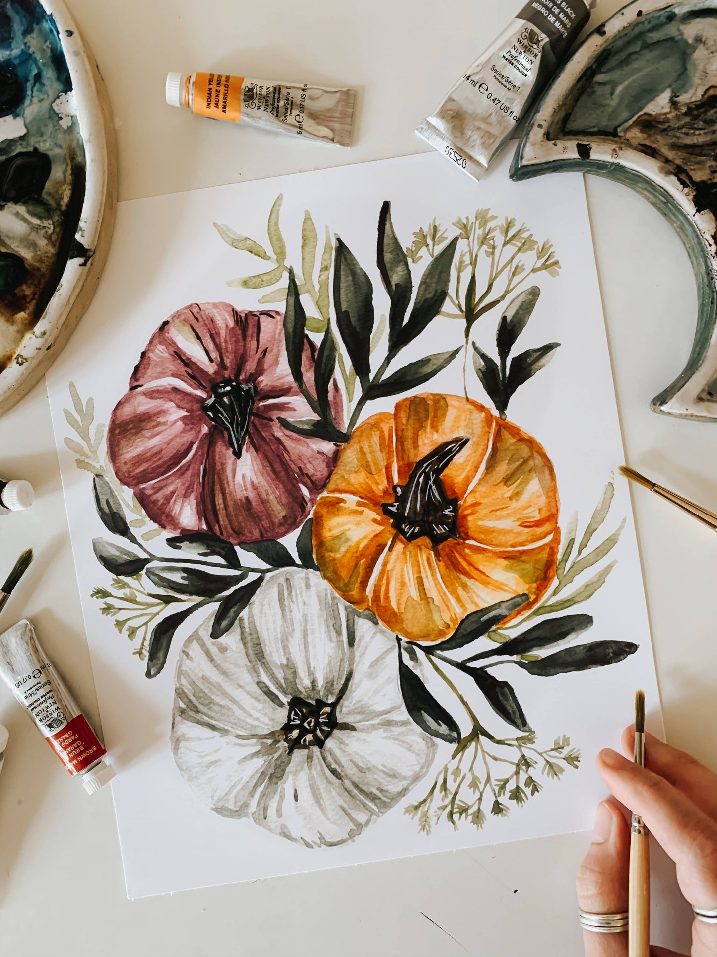 Colorful Pumpkin Watercolor Print: 8x10inch