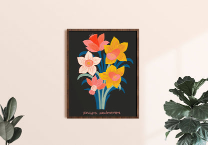 Daffodils Art Print - Botanical Flower Illustration : 12 x 18