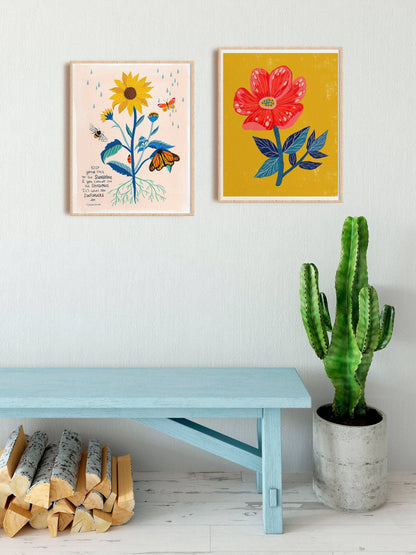 Sunflowers Quote -  Art Print: 11 x 14 inches