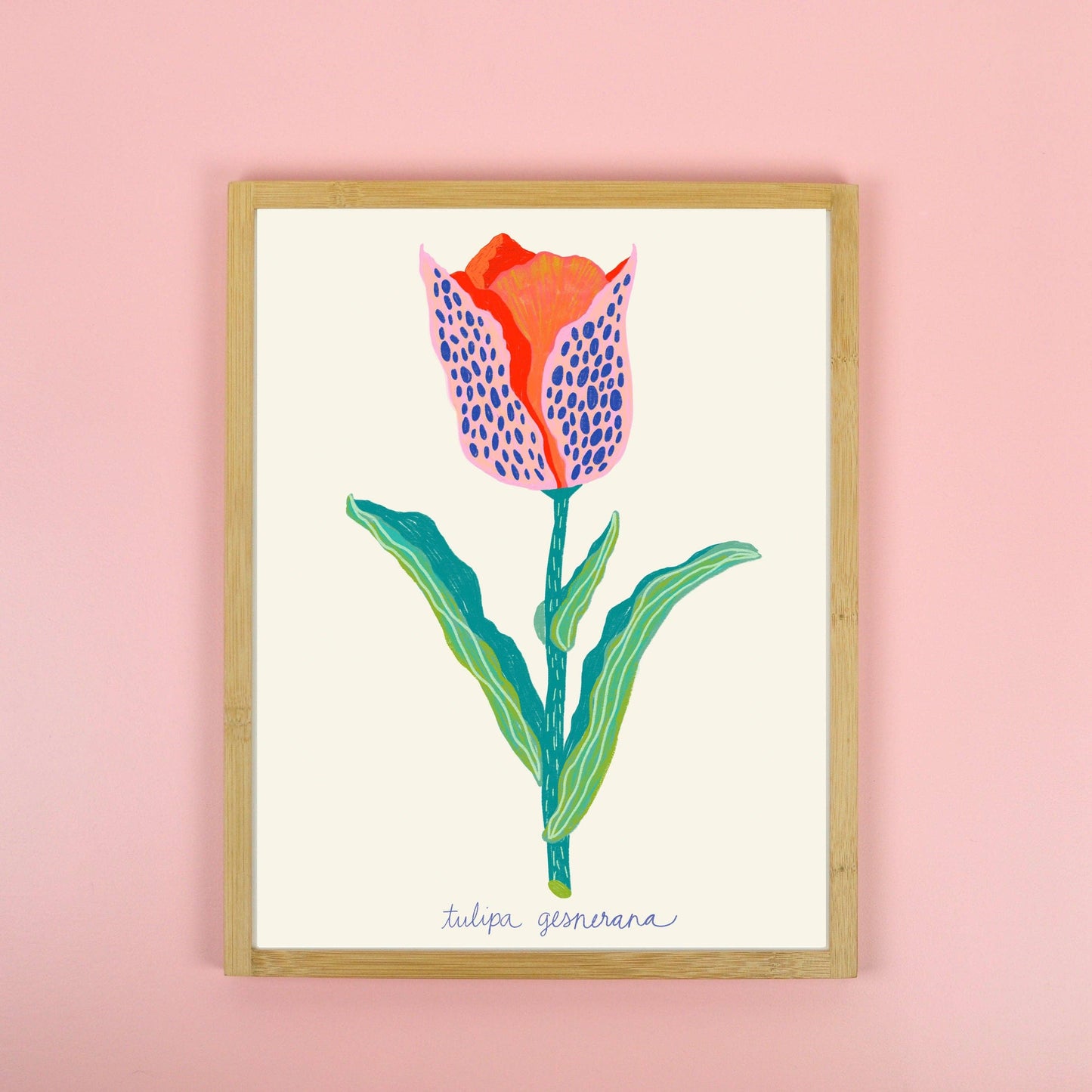 Tulip Botanical - Art Print: Aqua/Blue/Yellow / 11 x 14