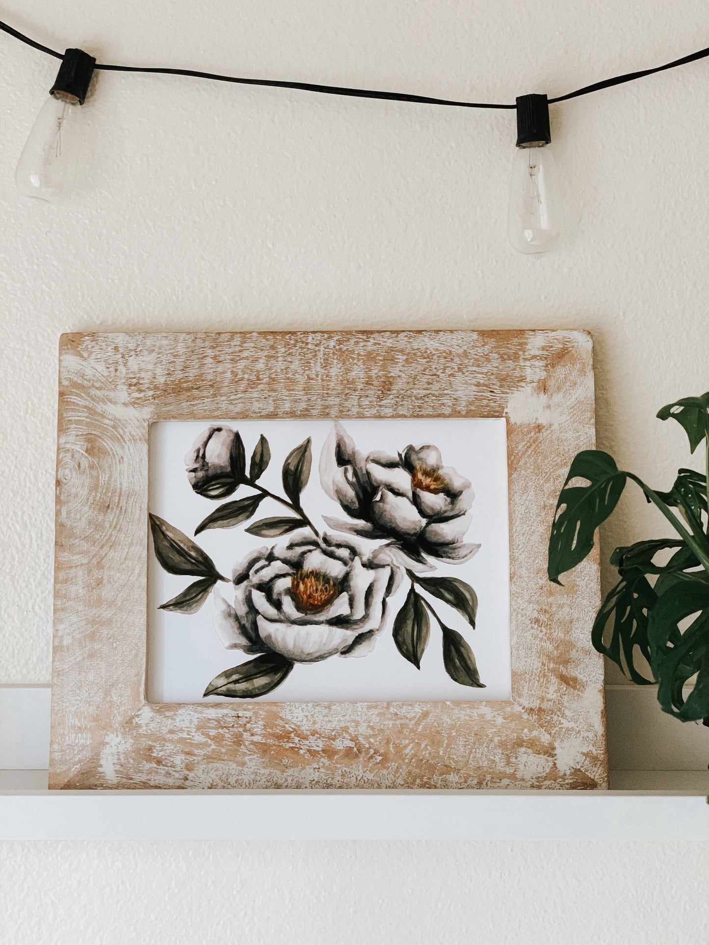 Moody Peonies Watercolor Print: 8x10inch