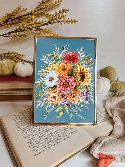 Loose Fall Florals Watercolor Bouquet Art Print: 8x10inch
