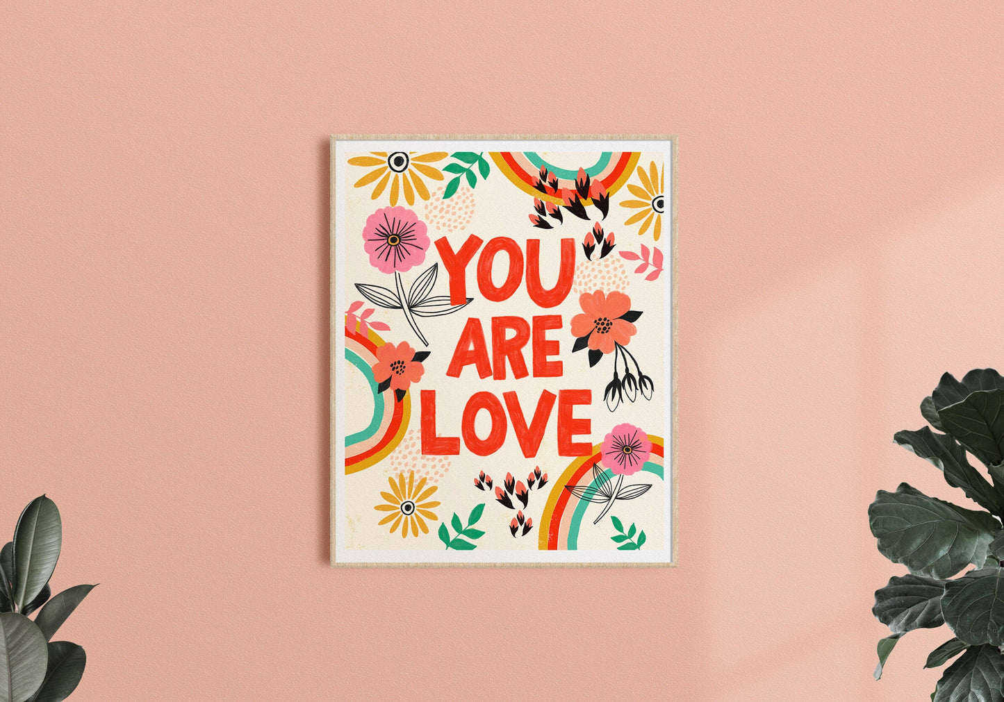 You Are Love - Art Print: Red/Pink/Cream / 12 x 18