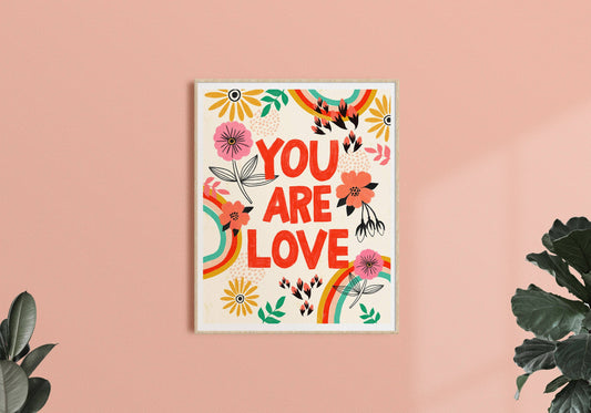 You Are Love - Art Print: Red/Pink/Cream / 12 x 18