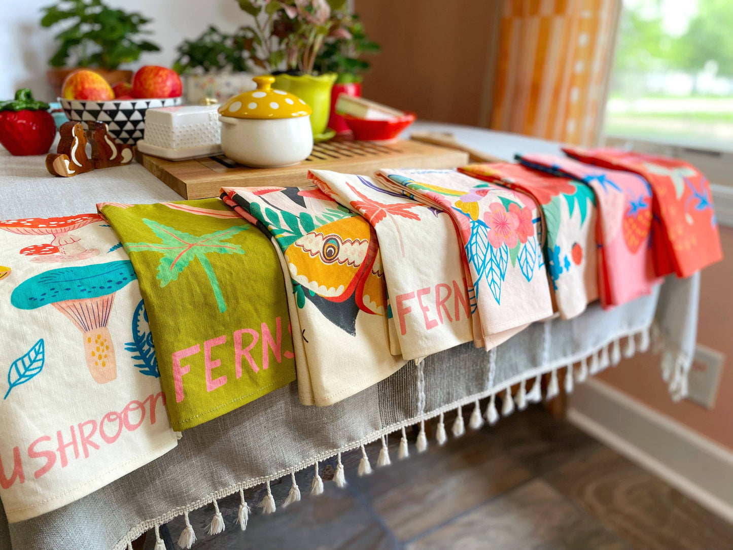 Bee Garden Linen Cotton Handmade Tea Towel