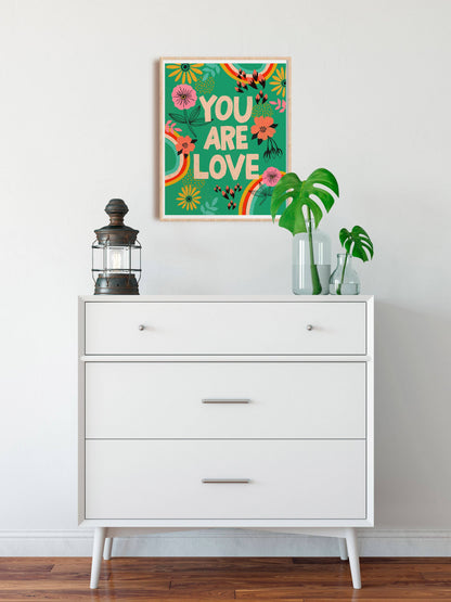 You Are Love - Art Print: Red/Pink/Cream / 12 x 18